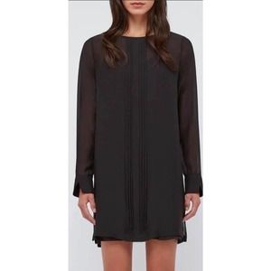 BALDWIN Lottie‎ Womens Black Silk 
 Dress Sheer Overlay Quiet Luxury Size XS New